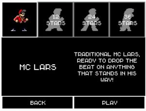 The traditional MC Lars and three unlockable costumes.